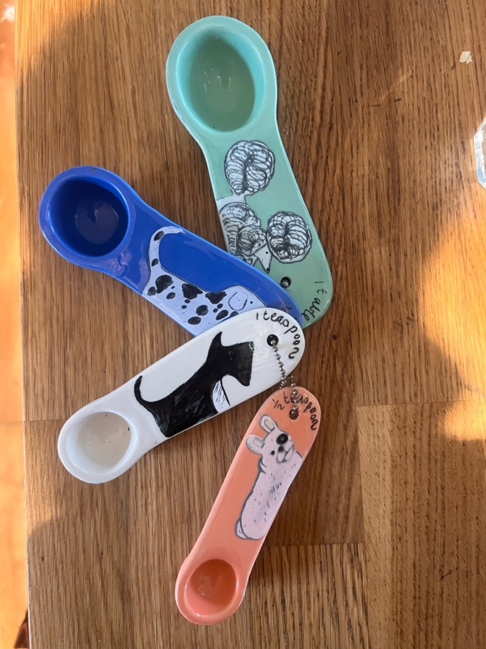 Anthropologie Ceramic Measuring Spoon Set in Teal, Blue, White, Peach